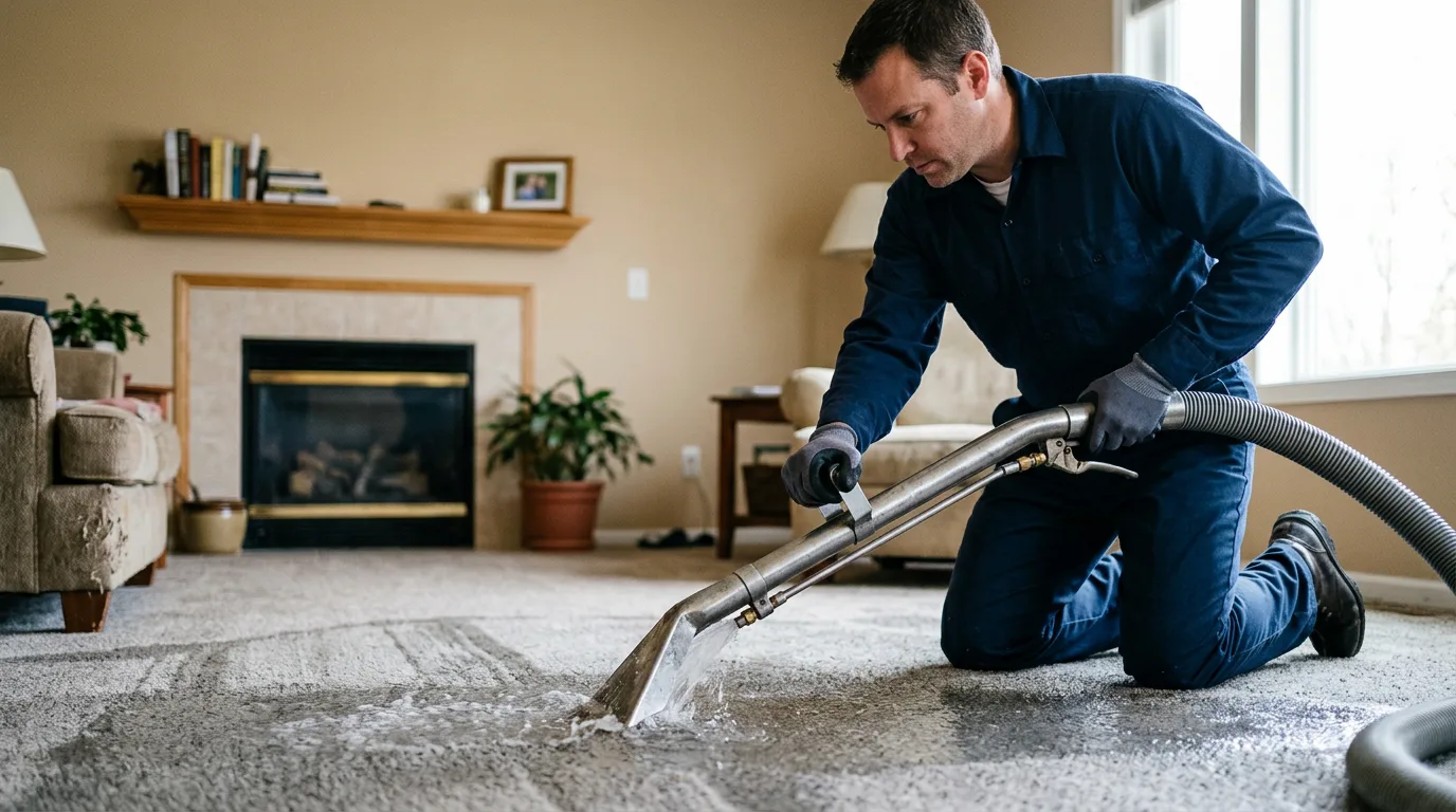 Water damage restoration technician working near Melrose, WI